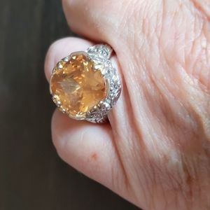 Peach Crystal 18K GP Ring Size 9